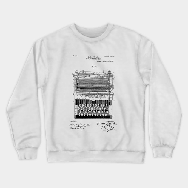 Typewriter Patent Drawing Crewneck Sweatshirt by skstring